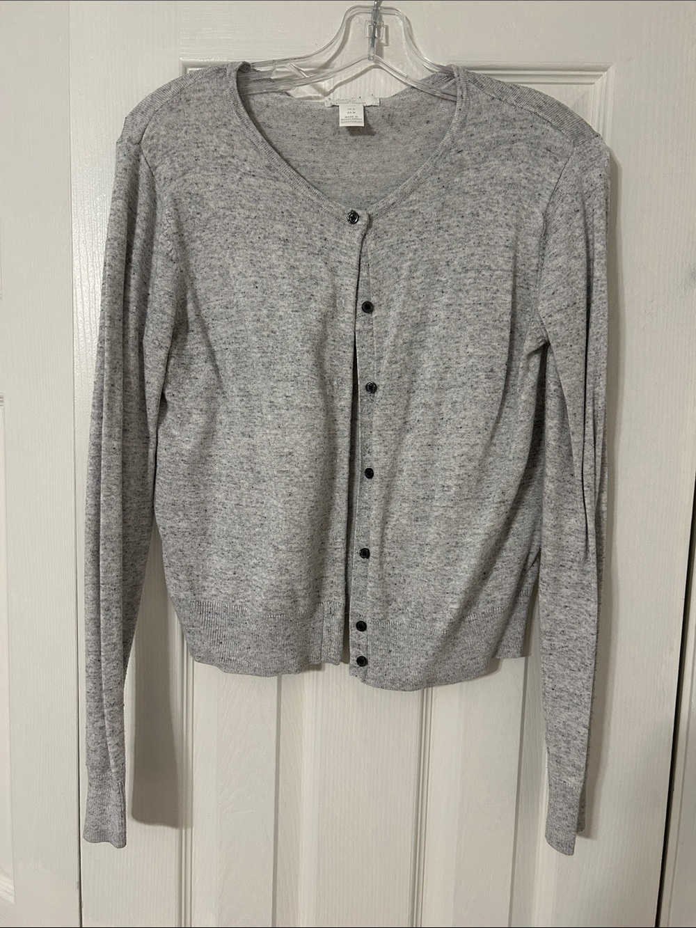 H&M Heather Light Gray V-Neck Button Cardigan